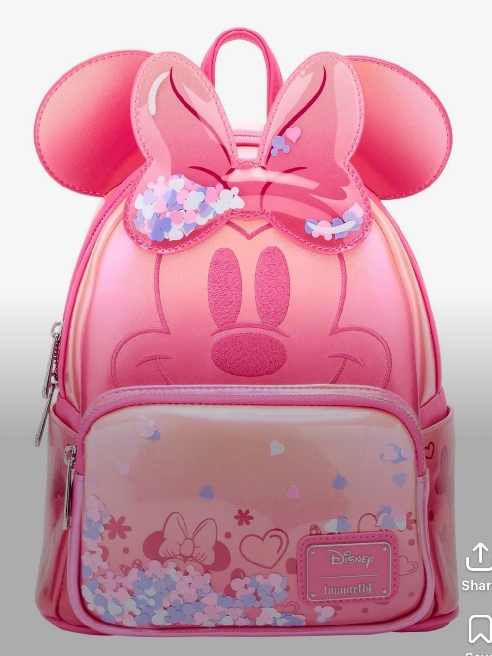 Disney Pink Minnie Confetti Loungfly With Matching Wallet
